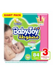 Baby Joy Compressed Diamond Diapers Medium Size 3 6-12kg Giant Pack 84 Diapers