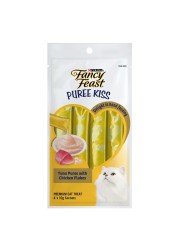 Purina Fancy Feast Puree Kiss Tuna Puree with Chicken Flakes, 10g Pack of 4