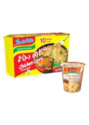Indomie Chicken Curry Instant Noodles Halal 75g Pack of 10 + Curry Cup Noodles 60g