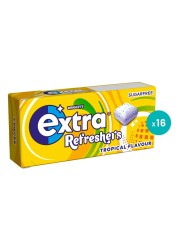 Wrigley&#39;s Extra Refreshers Tropical Flavour Sugarfree Chewing Gum, 15.6g Pack of 16