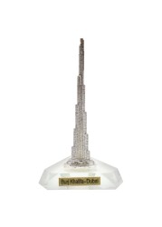 Metal Burj Khalifa Decorative Statue Small Silver And White