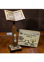 Turkish wooden Quran stand with wheels adjustable height large size MDF