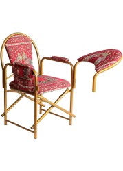 Muslim Prayer Chair Comfortable Velvet Padded Islamic Chair with Armrest and Side Pocket Foldable Sujud Chair. (Maroon)