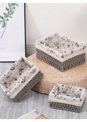 Set of 3 Eco-Friendly Handwoven Storage Baskets &ndash; Durable Woven Bins with Sturdy Plastic Frame and Removable Liners for Toys, Books, and Toiletries &ndash; Decorative and Versatile Home Organization - Grey