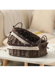 Set of 2 Eco-Friendly Oval Handwoven Storage Baskets with Handles, Durable Woven Bins with Sturdy Frame and Removable Liners for Home Organization in Living Room, Bedroom, Bathroom and Nursery-Brown