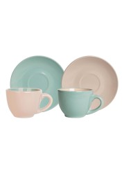 Moire Coffee Cup And Saucer Set Two Tone 90ml 4 PCS