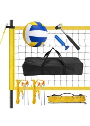 Volleyball Net for Backyard, Volleyball Net Outdoor, Volleyball Net Set with Poles, Portable Volleyball Set for Backyard with Professional Volleyball Net, Volleyball, Hammer, Boundary Line, Carry Bag