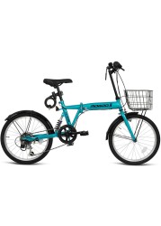 ITG Mogoo Icon 6 Speed Folding Bike With Lock And Head Light 20 Inch, Green
