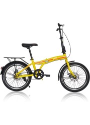 Vego Fold 20 Inch Single Speed Folding Bike, Yellow