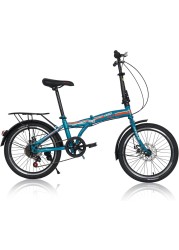 Vego Fold Folding Bike 6 Speed 20 Inch, Blue
