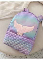 Girls Holographic Quilted Pattern Fish Tail Decor Classic Backpack