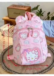 Sanrio KT Cat Nylon Kids Backpack Cute Mini Girls Bag Lightweight Cartoon Pattern Pouch Zipper Closure Kitty Dog Little Girl Schoolbag Suitable Gift Bag For Friends Gathering Travel Bag For Outing