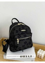 Fashionable Floral Print Black Backpack For Teens Double Zipper Design Suitable For Daily Use