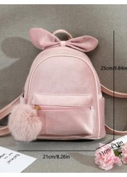 1pc Cute Fashionable Mini Plush Bow Backpack For Kids Girls Versatile Small Travel Shoulder Bag Suitable For Teens