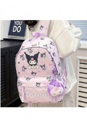 Sanrio Sanrio Backpack Kawaii Stylish School Bag Girl s Colorblock Rucksack Large Capacity Foldable Outdoors Daypack