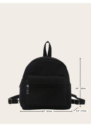 1pc Multi Function Mini Student Backpack Cute Striped Texture Commuter Bag With Multiple Pockets And Comfortable Shoulder Straps