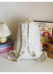 3pcs Nylon Bow Print Backpack Set Foldable Multi Po Cket Large CapacityWater Resistant Zipper Backpack Suitable F Or Teenagers High School College Students Ladies Daily Use Commuting Traveling Gifts F