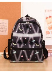 1pc Backpack Nylon Zipper Closure New Cute Schoolbag Dreamy Colored All Match Backpack Cartoon Backpack Suitable For Daily Outings Outings Perfect Gift For Boys And Girls