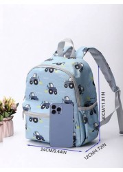 Kids Cartoon Car Pattern Classic Backpack Cute Adjustable Strap Book Bag