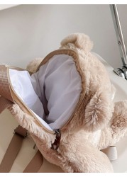 Fashionable And Cute Plush Bear Funny Backpack Cute Cartoon Backpack Plush Zipper Backpack The Best Backpack For Going Out And Taking Photos