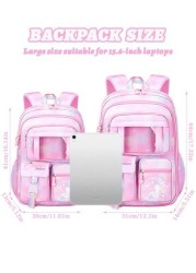 1pc Dream Girl Backpack Multi Pocket Children Backpack Cute Student School Bag Casual Durable Lightweight Travel Bag With Front Transparent Pocket And Anti Theft Pocket Ideal Birthday Gift For Girls G