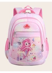 Girls Zipper Classic Backpack Mermaid Pattern Letter Patch Decor