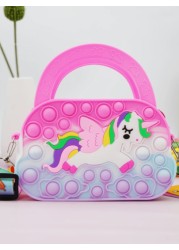 1 Pc Cartoon Unicorn Fashionable Handbag Unicorn Purses Fashion Fidgets Fashion Pop Purse Push Bubbles Fidget Rainbow Unicorn Purse Wallet Ladies Bag
