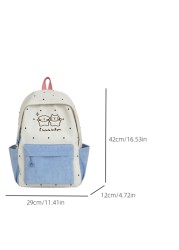 1pc New Fashion Color Block Student Backpack Cartoon Cute Casual Everyday Outdoor Bookbag Without Pendant