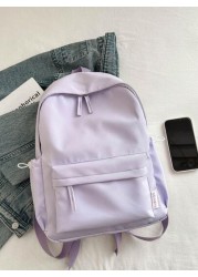 1pc Teens Simple Zipper Closure Backpack Fashion Versatile Solid Color School Bag Suitable For Daily Use