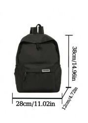 1 PC Back To School Classic Basic Large Capacity School Bag With Laptop Compartment Fashion Versatile All Purpose Backpack Purse Simplicity Solid Color Sports Bag Premium Nylon School Backpack With Ad