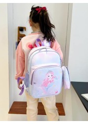 Cartoon Unicorn Printed Backpack For Girls With Pencil Case Included