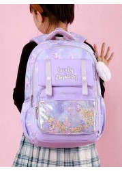 Large Capacity Shockproof Multi Layer Children s Backpack Waterproof Schoolbag With Pendant Decoration Printed Unicorn Pattern Shoulder Bag