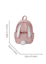 1pc New Fashion Student Backpack Versatile Cute Rabbit Ear Design Nylon Waterproof Large Capacity Rucksack No Pendant