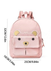 1 Piece Children S Cute Bear Backpack Boys And Girls College Schoolbag Kawaii Multi Pocket Large Capacity Backpack Travel Vacation Portable Storage Casual Backpack Gift For Children