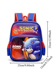 bandai Boy Shoulder Bag Zipper Closure Durable Nylon With Polyester Lining Blue Cartoon Animal Pattern Design Suitable For Back To School Travel Hiking Gifts School Backpack Fun Backpacks