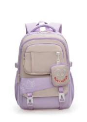 Cartoon Print Backpack For Female High School College Students Travel Bag Weight Reducing