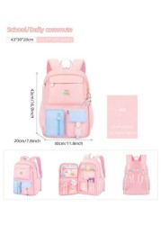 1pc Cute Dopamine Color Block Backpack With Adorable Pendant Large Capacity Girl Backpack Polyester Material Zipper Closure Suitable For School Work Commute Daily Use Back To School Gift