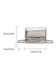 Pu Material Solid Color Metallic Mini Kids Crossbody Bag With Chain Strap