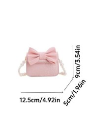 1pc Fashionable Pearl Chain Strap Mini Sling Bag With Bow Design Spring Summer