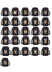 1pc Stylish And Simple Straddle Walk Mini Bag Bear Ko U Wood Printed Coin Wallet With Mobile Phone Pocket Casual Trip Back To School Gift