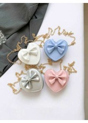 1pc Pu Zipper Closure Messenger Bag Fashionable Mini Heart Shaped Chain Shoulder Messenger Bag Ins Korean Version Niche Design Simple And Exquisite Lipstick Earphone Bag Comfortable Shoulder Strap Smo