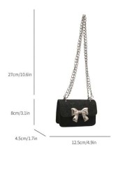 1pc Pu Fashion Sweet Spring Simple Western Style Crossbody Bag Simple And Fashionable Commuting Small Square Bag Korean Fashion Bag With Western Style Butterfly Decoration Fashionable Chain Shoulder S