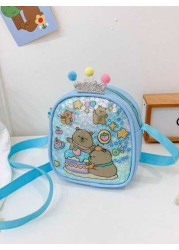 1pc Pu Zipper Closure Fashion Sweet Cute Princess Style Cartoon Capybara Shiny Square Bag Versatile Casual Highly Attractive Bag Multiple Colors To Choose From Suitable For Going Out Outdoor Daily Use