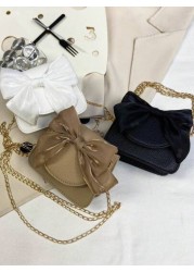 1pc Is Made Of Pu Material A High Grade Small Bag For Girls A Popular Niche Lipstick Bag A Retro Crossbody Bag A Mini Chain Small Square Bag With Lychee Pattern And Bow Which Is Sweet And Fashionable