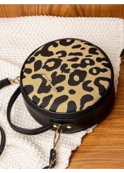 Stylish Leopard Print Women s Shoulder Crossbody Round Bag Leopard Print Bag