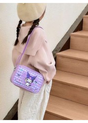 Sanrio 1pc Sanrio Fashion Versatile Girls Crossbody Shoulder Bag Kuromi Cinnamoroll Design PU Leather Kids Small Square Bag