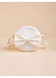 1pc Girls Bowknot Mini Round Crossbody Bag Princess Style Matching Outfit Birthday Gift