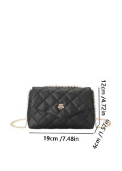 1pc Girls Quilted Casual Fashion Flap Chain Crossbody Bag Small Shoulder Bag Suitable For Daily Use And Vacation Ideal Gift Choice
