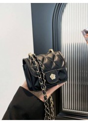 1pc Versatile Stylish Retro Crossbody Small Square Bag Mini Bag Fashion Chain Shoulder Crossbody Bag Popular New Texture Rhinestone Chain Lipstick Shoulder Crossbody Small Bag
