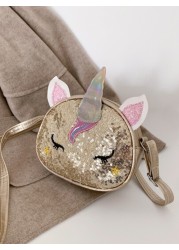 Girls Sequin Cartoon Embroidered Ear Decor Novelty Bag